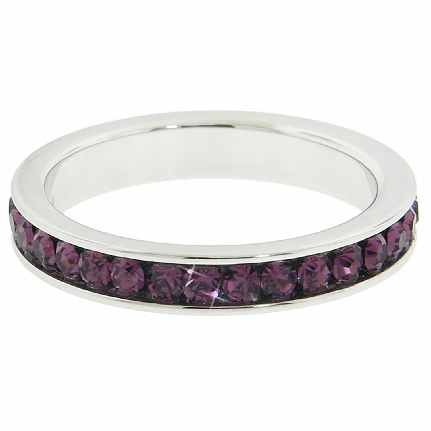 SIZE 8 Wedding Band All Around Purple Crystal Eternity Band