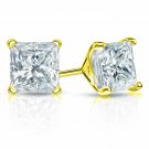 14K Y GOLD  2.00 CT MARTINI PRINCESS SIMULATED DIAMOND PUSH BACK STUD EARRINGS