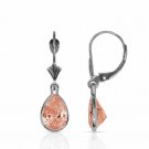 14K White Gold 2.00 CT Bezel Set Pear Shape Sapphire Lever Back Dangle Earrings
