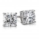 18K White Gold 2.25 CARAT Cushion Cut  Brilliant Screw Back Stud Earrings