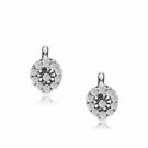 14K WG Plated 925 Sterling Silver APRIL Birthstone Halo Leverback Earrings