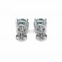 14K White Gold 1CT Blue Enhanced Diamond SI-I1  Basket Solitaire Stud Earring