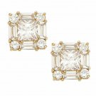 14K Yellow Gold 9MM Square Cut Prong Set Cubic Zircon Studs