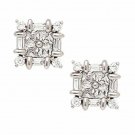 14K White Gold 9MM Square Cut Prong Set Cubic Zircon Studs