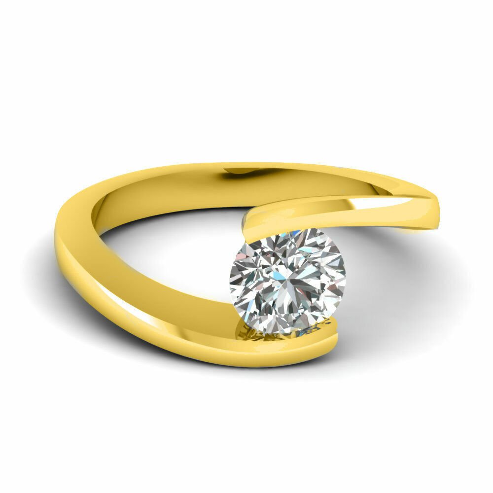 14K Yellow Gold 1.25 CT Forever One VVS2 Moissanite Modern Solitaire Ring