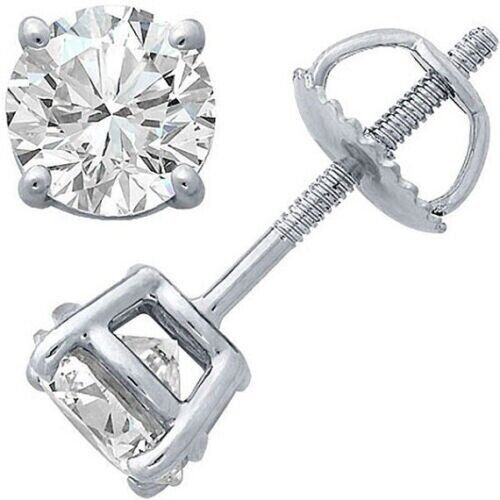 0.25Ct TCW Diamond G-H SI3-I1 14K White Gold Solitaire Mens Single Stud Earring