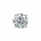 18K Yellow Gold 0.50CT Round H/I I1 Diamond  Men's Single  PUSHBACK Stud Earring