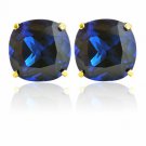 2.01 CARAT 14K SOLID YELLOW GOLD CUSHION CUT BLUE SAPPHIRE STUD EARRINGS