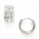 14K  White Gold Diamond Cut Women/Children's Huggie Earrings