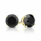 14K Yellow Gold 0.85CT PUSHBACK Black Enhanced Diamond Stud Earrings