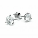 14K White Gold 0.33 CT 3 Prong Martini Round Diamond Stud Earrings
