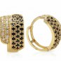 1.00Ct  White and Black Sapphire 14K Yellow Gold 0.6 in Huggie Earrings
