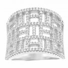 14K White Gold Sterling Silver SIZE 6 Box Cluster Cubic Zirconia Ring