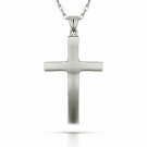 14K White Gold 18" Diamond Cut Satin Crucifix Religious Charm Cross Pendant