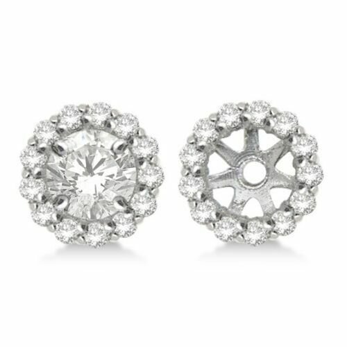 1.50CT 5.5mm 14K White Gold VS/G White Diamond Halo Stud Bridal Earrings Jackets