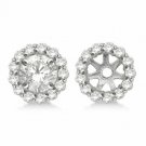 1.50CT 5.5mm 14K White Gold VS/G White Diamond Halo Stud Bridal Earrings Jackets