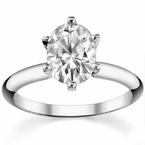 14K White Gold 1.00 CT Forever One Oval Moissanite Solitaire Ring