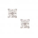 14K Solid White Gold 6MM Square Cut Prong Set Cubic Zircon Studs ER-PEW12