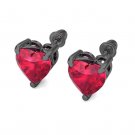 14K Black Gold 5MM Simulated Solitaire Ruby Heart Screw Back Stud Earrings