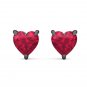 14K Black Gold 5MM Simulated Solitaire Ruby Heart Screw Back Stud Earrings