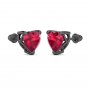 14K Black Gold 5MM Simulated Solitaire Ruby Heart Screw Back Stud Earrings