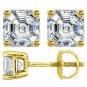 3.00 CT 14K YELLOW GOLD ASSCHER CUT STUD EARRINGS  SCREW BACK