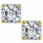 3.00 CT 14K YELLOW GOLD ASSCHER CUT STUD EARRINGS  SCREW BACK