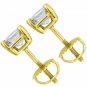 3.00 CT 14K YELLOW GOLD ASSCHER CUT STUD EARRINGS  SCREW BACK