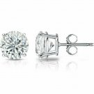 14K Genuine White Gold 1.00CT Created Diamond  Round Solitaire Stud Earrings