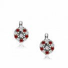 14K WG Plated 925 Sterling Silver JANUARY Birthstone Halo Leverback Earrings