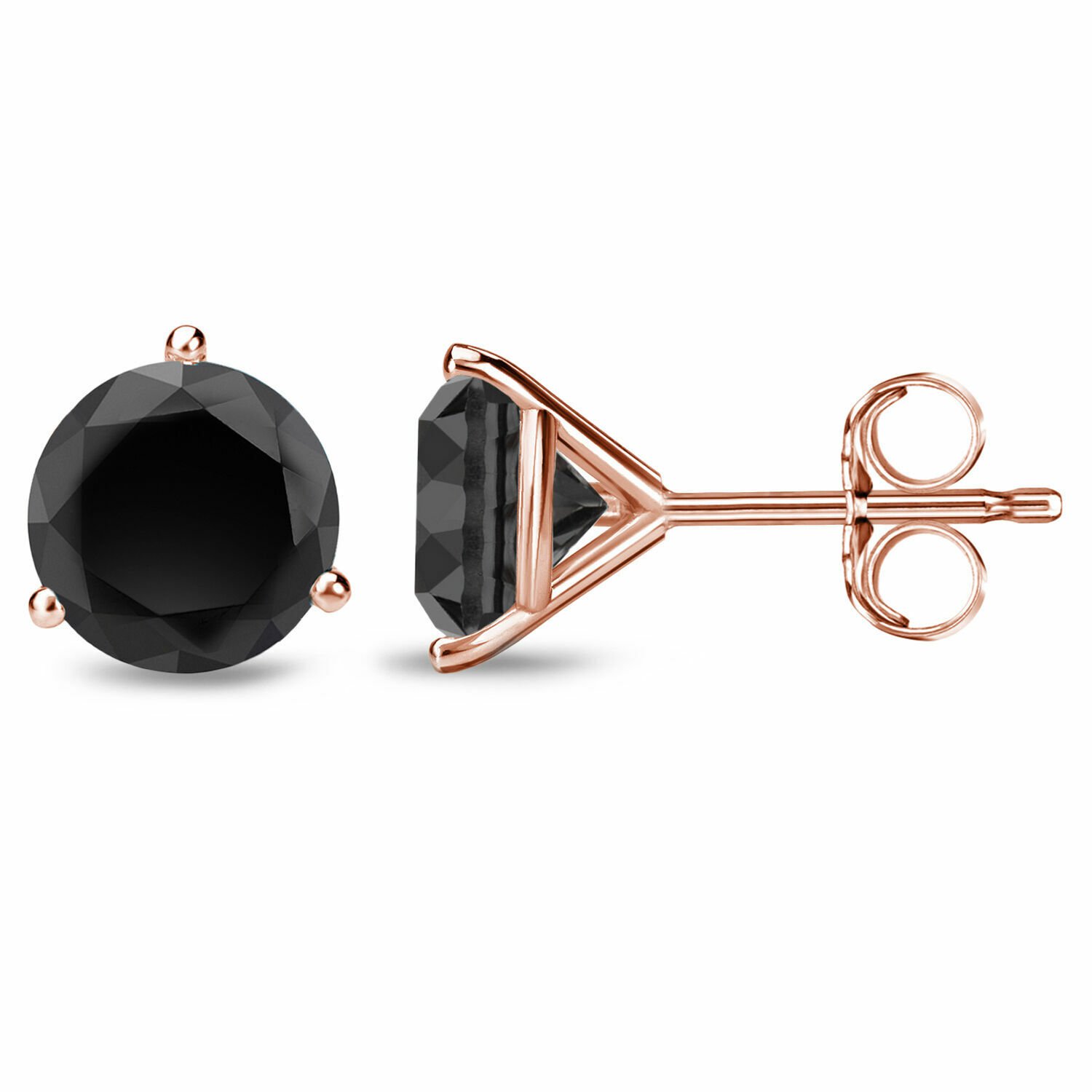 14K Rose Gold 0.50CT Black Diamond Martini-Set Stud Earrings