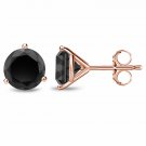 14K Rose Gold 0.50CT Black Diamond Martini-Set Stud Earrings