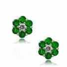 May Gemstone Flower Children's & Adult Stud Earrings 925 Sterling Silver