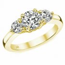 14K YG 1.25CT Women's Classic Round Cut Moissanite Three Stone Engagement Ring