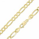 10K Solid Yellow Gold 24" Figaro 6.1MM Chain Necklace