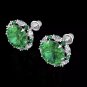 2.00CT Green Emerald Halo Marquise Created Diamond Stud Earrings 14k White Gold