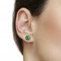 2.00CT Green Emerald Halo Marquise Created Diamond Stud Earrings 14k White Gold