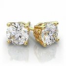 2Ct Simulated Diamond Brilliant Cut 14K Yellow Gold Push Back Stud Earrings 