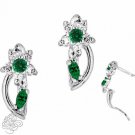 14K White Gold Ladies Stylish MAY Birthstone Flower Huggie Earrings