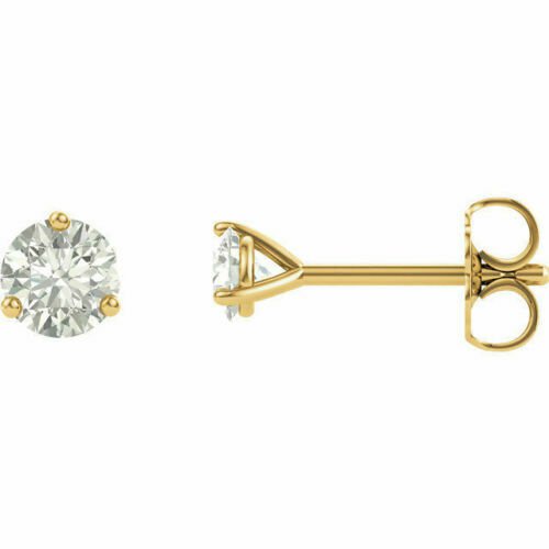14K YellowGold 1.50CT Forever Classic Moissanite Martini Push Back Stud Earrings