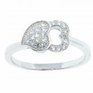 14K White Gold SIZE 8 Sterling Silver Sideway Heart Cubic Zirconia Ring