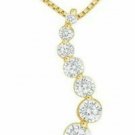 14K Yellow Gold S Shape 1.00 CT Brilliant Simulated Diamond Journey Pendant