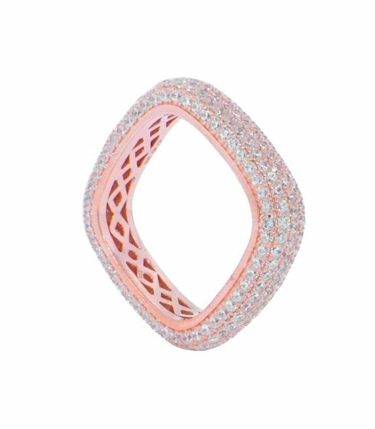 NEW! Sterling Silver Over Rose Gold Eternity Square Women's Band Size 6