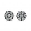 14K Black Gold 1.50 CARAT Round Simulated Diamond Flower Cluster Stud Earrings