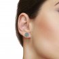 14K Black Gold 1.50 CARAT Round Simulated Diamond Flower Cluster Stud Earrings