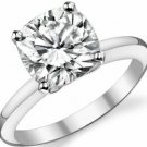14K White Gold 2.50CT Forever One Cushion Cut Moissanite 4-Prong Solitaire Ring