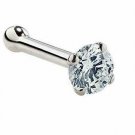14K White Gold 0.03 CARAT Round Diamond Created  Stud Body Piercing Nose Ring