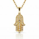 14K YellowGold 0.15TC Brilliant Simulated Diamond HAMSA Hand Charm Pendant ONLY