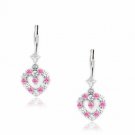 14K White Gold Ladies OCTOBER Birthstone Heart Shape Lever Back Drop Earrings