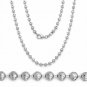 14k White Gold 30" 3MM Sterling Silver Ball Bead Moon Chain Italian Necklace